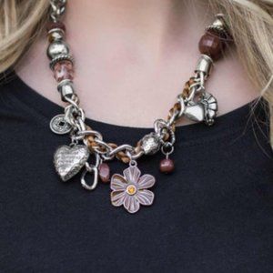 5 For $20 PAPARAZZI "CHARMED I AM SURE" BROWN BLOCKBUSTER NECKLACE & EARRING SET